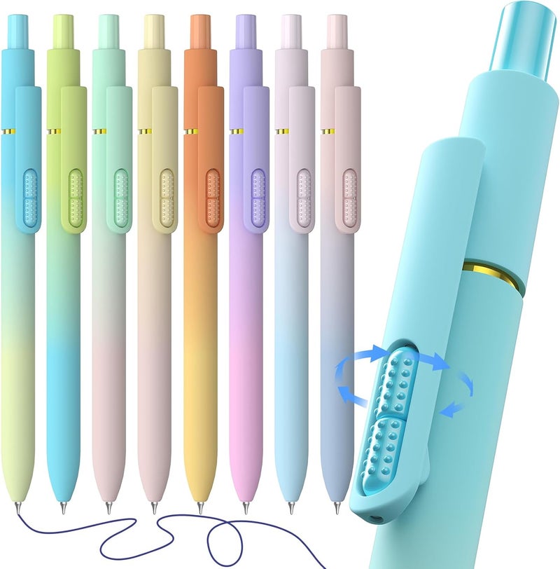 Hiacry 8 Pack Blue Ink Gel Pens，Quick-Dry 0.7mm Fine Point Fidget Pens for Smooth Writing, Journaling & Drawing, Aesthetic Gradient Color Pens for Women, School & Office Supplies (Gradient-Blue Ink) - Image 1